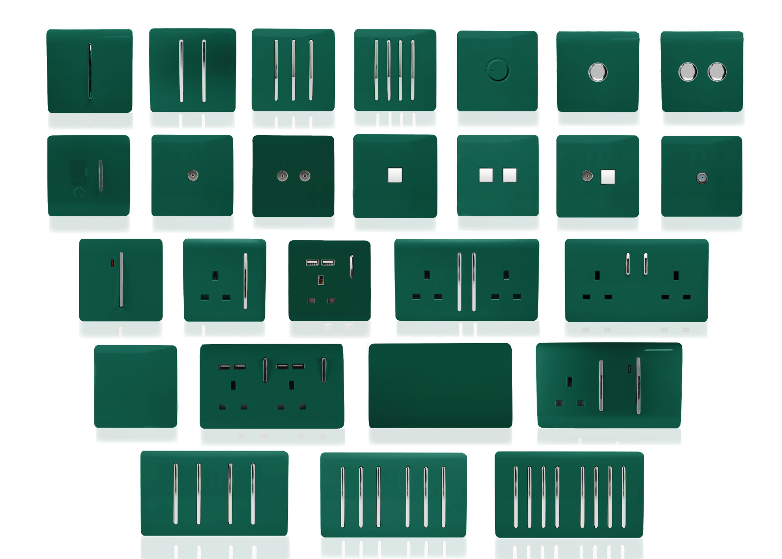 Dark Green Wiring Accessories Trendi Decorative Screwless